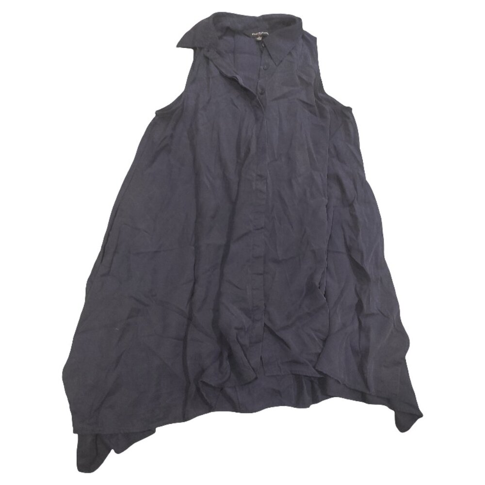 Sharagano Navy Blue Loose Oversized Shirt Dress with Pockets Size 12 (Large)